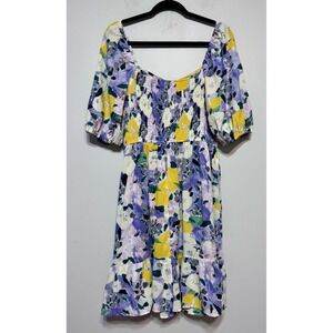Oddi Floral Smocked Midi Dress Size 1XL Cottagecore Prairie Dreamy‎ Garden Party